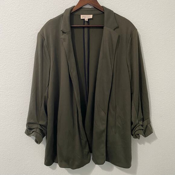 Philosophy Republic Clothing Jackets & Blazers - Philosophy Republic Blazer Jacket Womens Size 3X Olive Green 3/4 Length Career